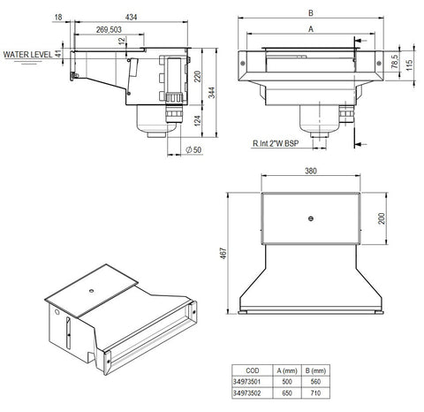 High Level Edelstahlskimmer 5000 und 6500