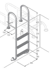 Edelstahlleiter V4A eng mit Kippgelenk