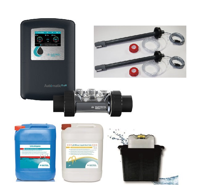 Paket bestehend aus Dosieranlage, Smart and Easy Connector, Lagerwannen, Chlor und PH Minus
