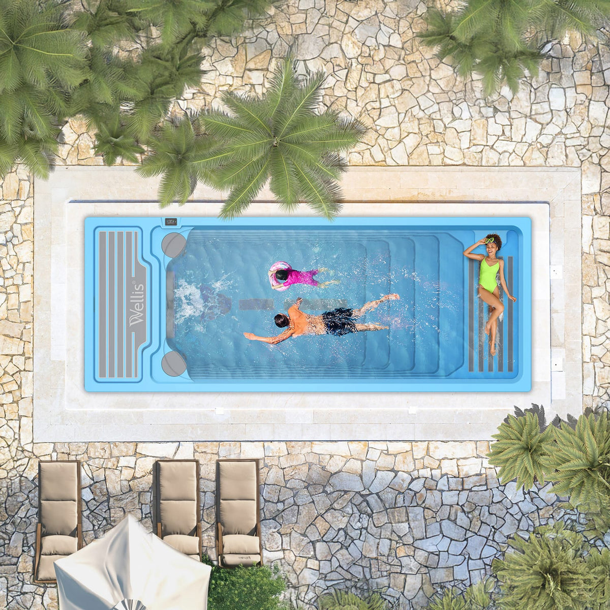 Lifestyle: Wellis Beach Club Deluxe Swim Spa in Benutzung, Motiv 1