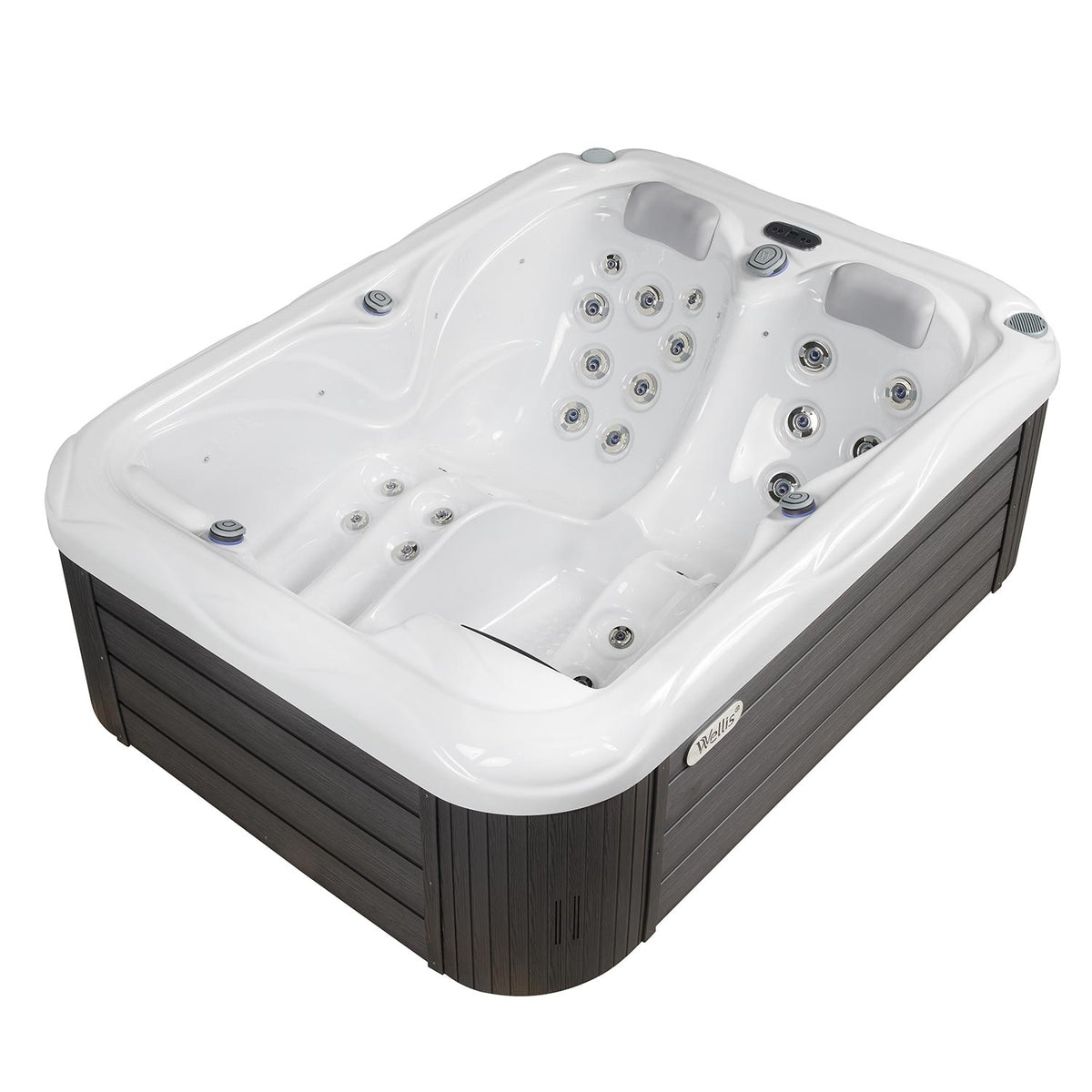 Wellis Mars Whirlpool in Ice White mit grauer Verkleidung, Seitenansicht