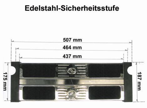 Edelstahl-Sicherheitsstufe 187 x 507 mm